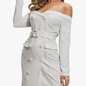 Women's Elegant Double Breasted Off Shoulder Blaze